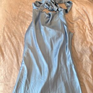 BLUE SATIN DRESS